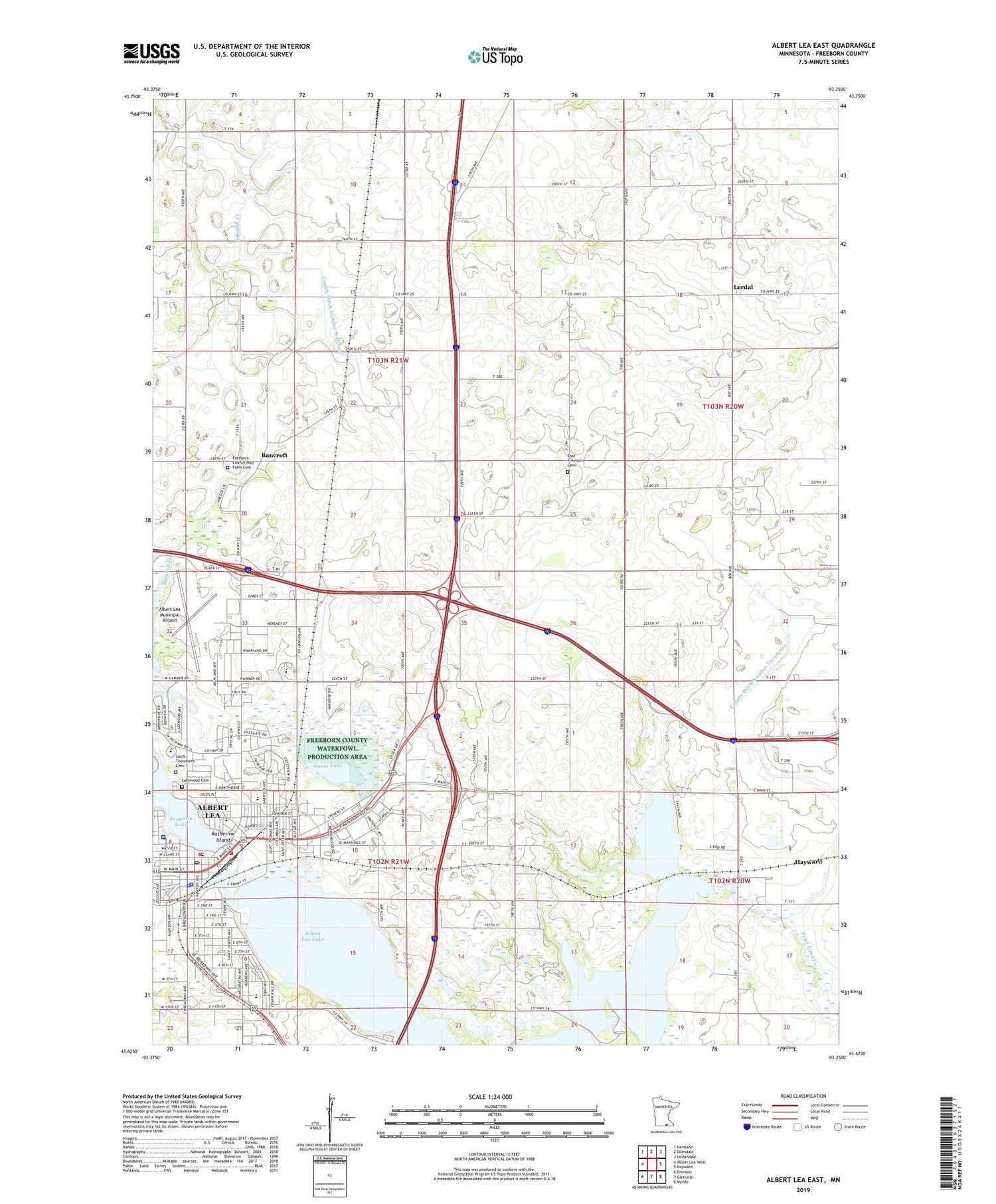 Albert Lea East Minnesota US Topo Map Image