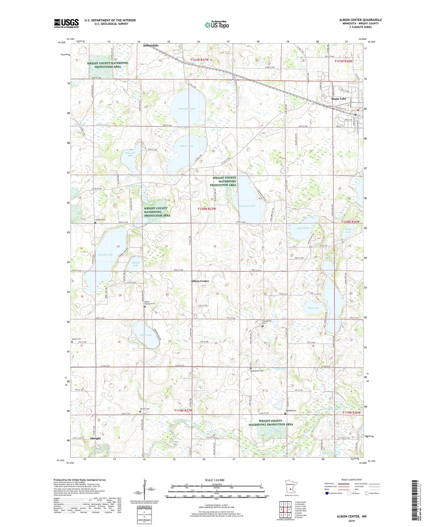 Albion Center Minnesota US Topo Map Image