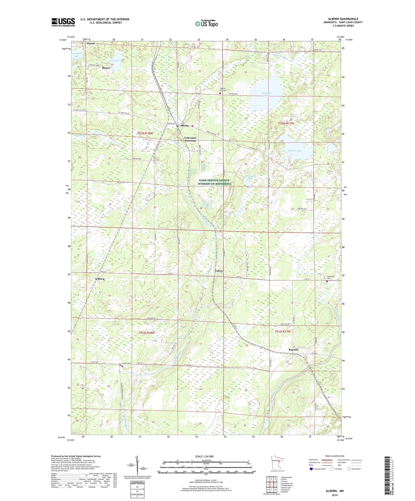 Alborn Minnesota US Topo Map Image