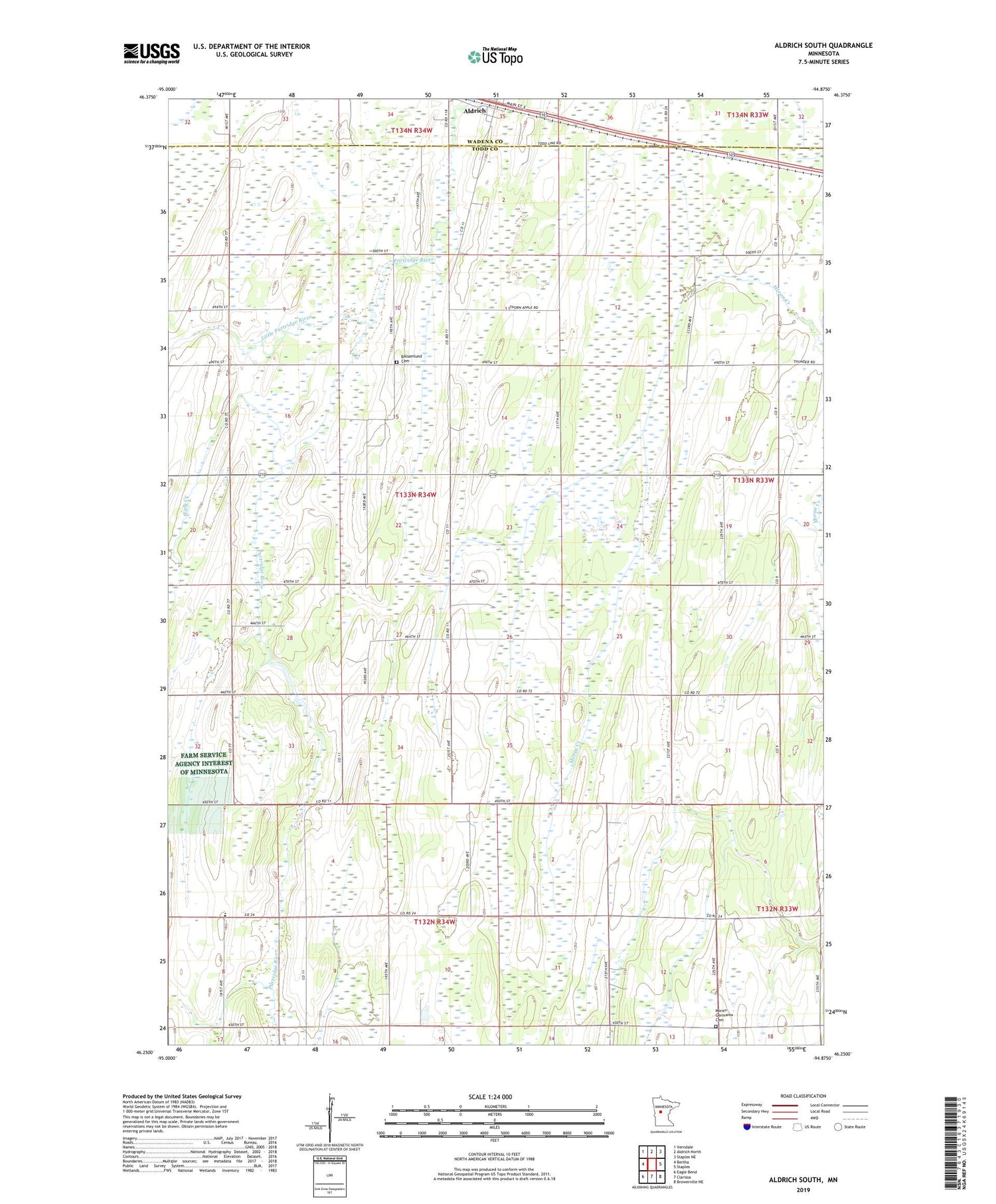 Aldrich South Minnesota US Topo Map Image