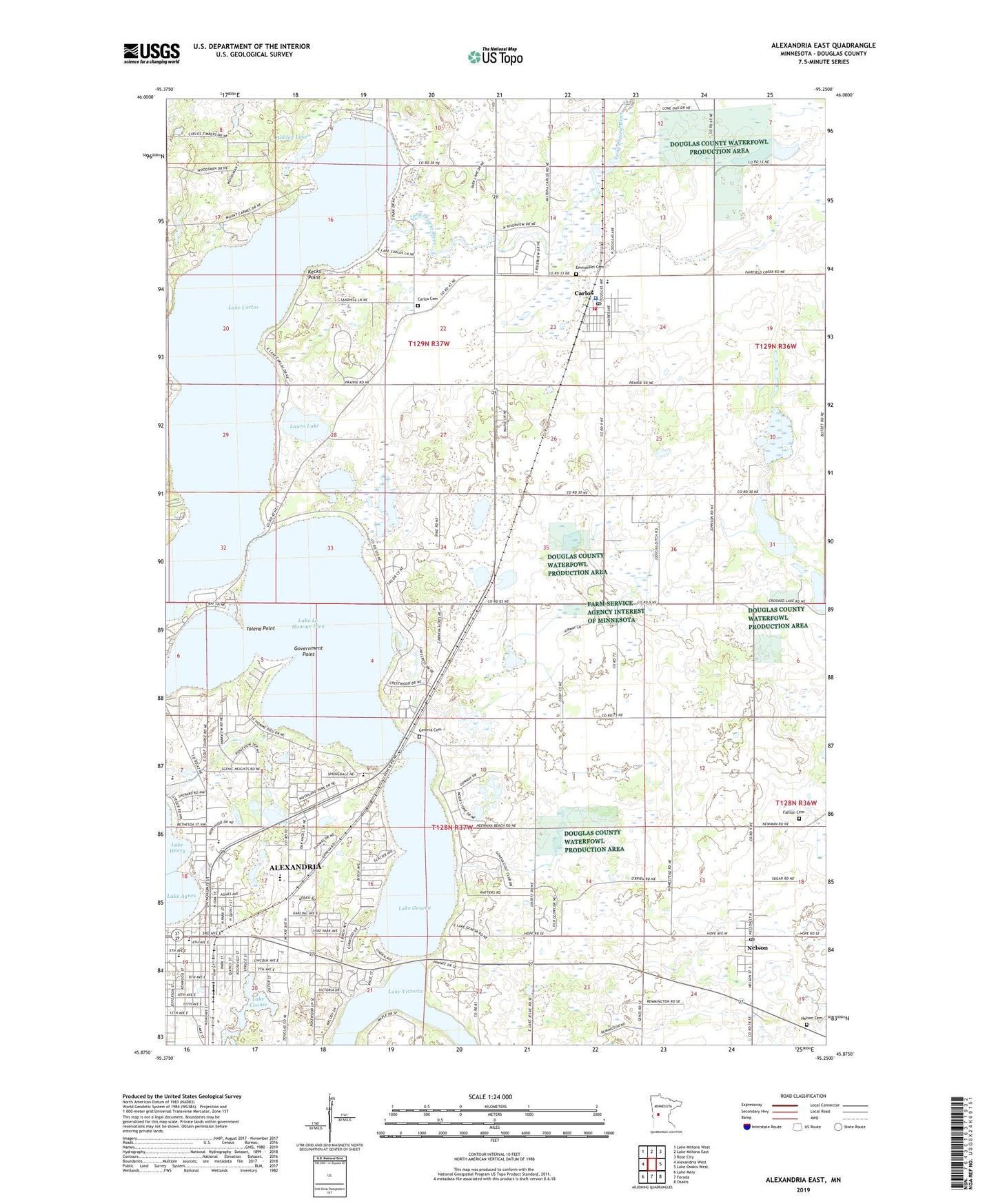 Alexandria East Minnesota US Topo Map Image
