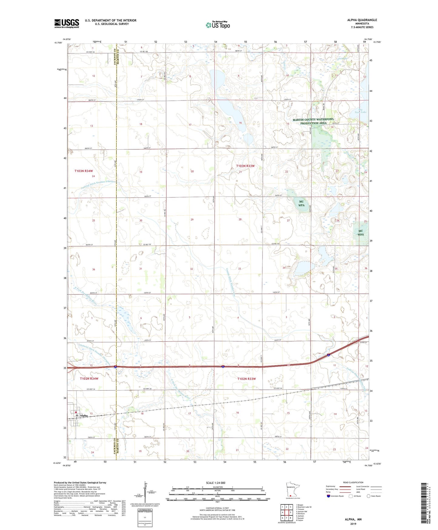 Alpha Minnesota US Topo Map Image