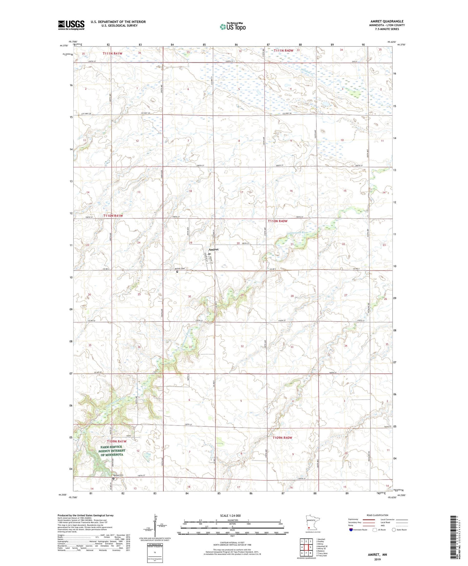 Amiret Minnesota US Topo Map Image
