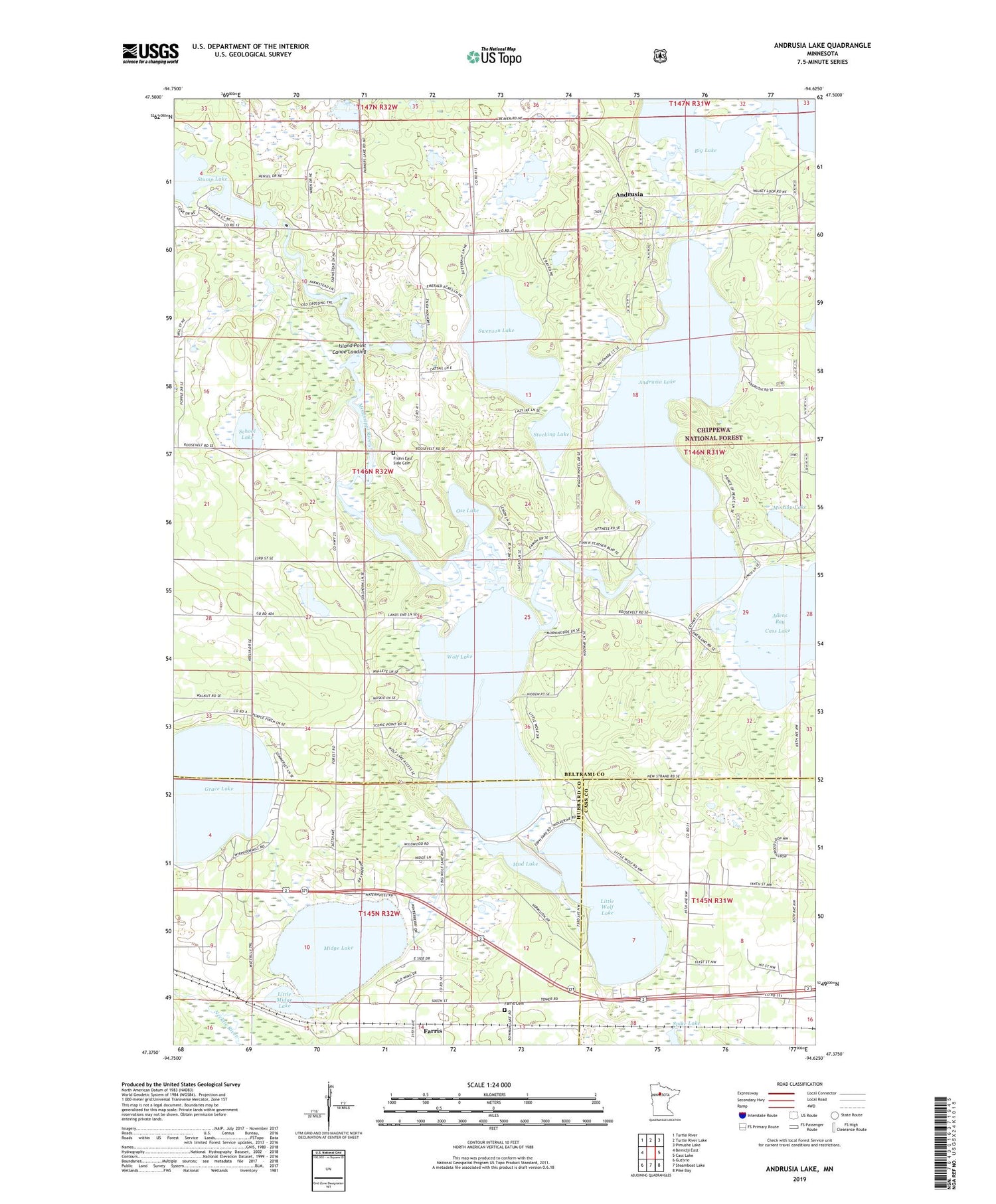 Andrusia Lake Minnesota US Topo Map Image