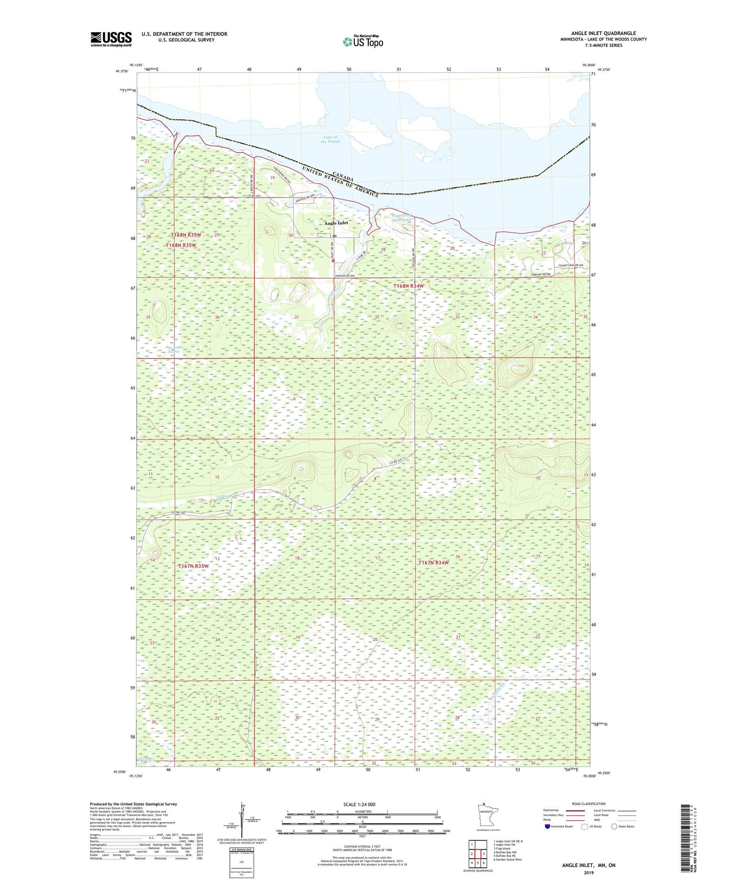 Angle Inlet Minnesota US Topo Map Image