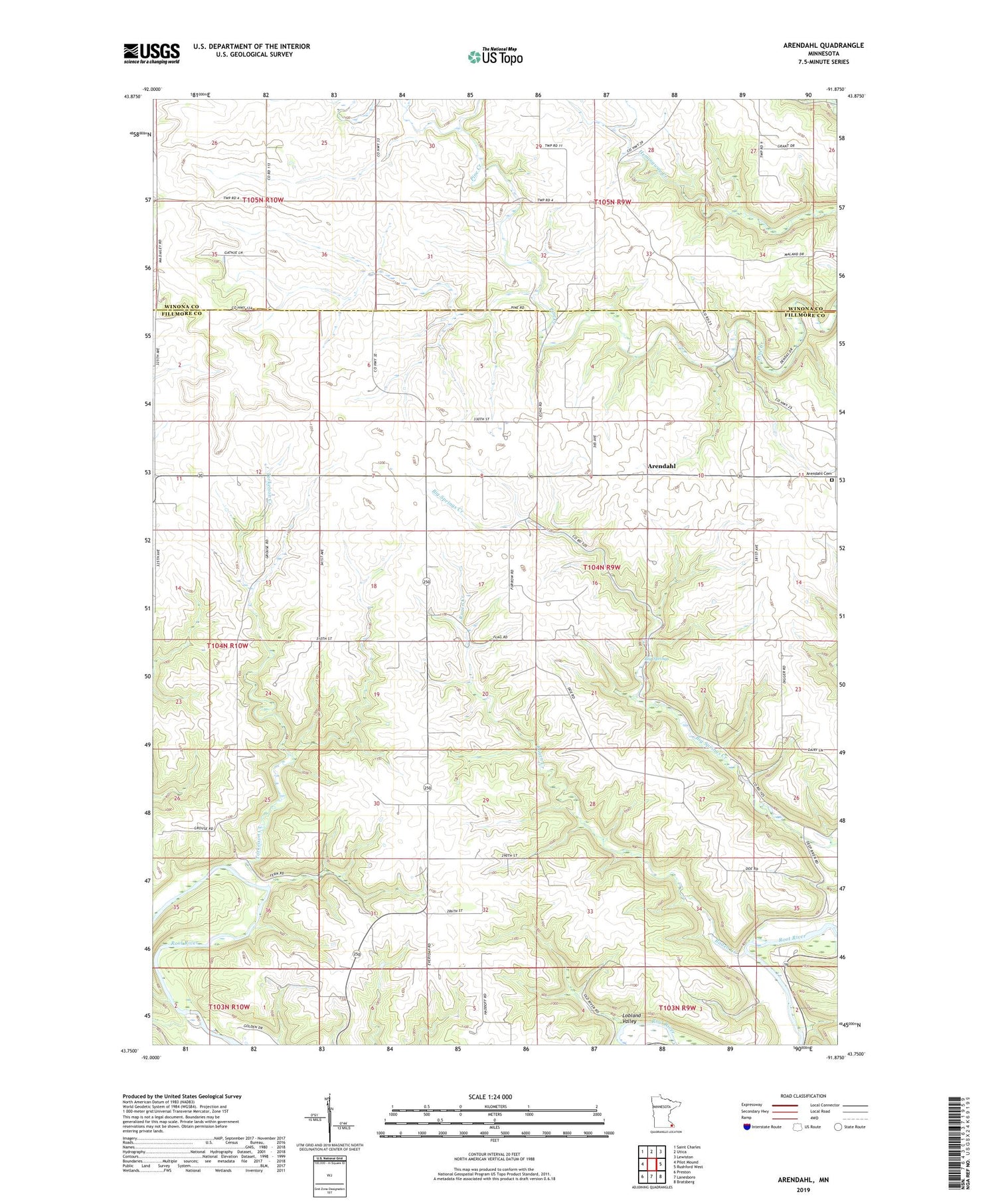 Arendahl Minnesota US Topo Map Image