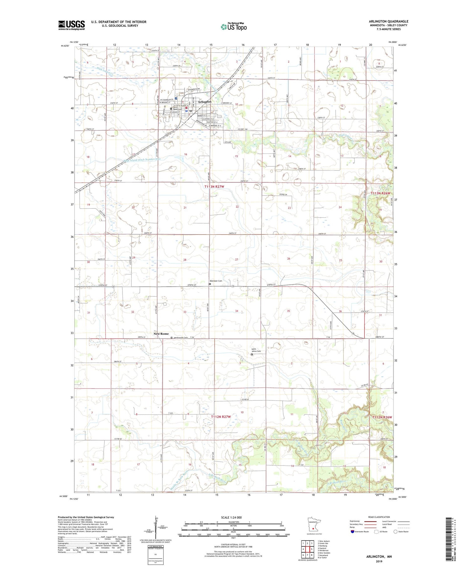 Arlington Minnesota US Topo Map Image
