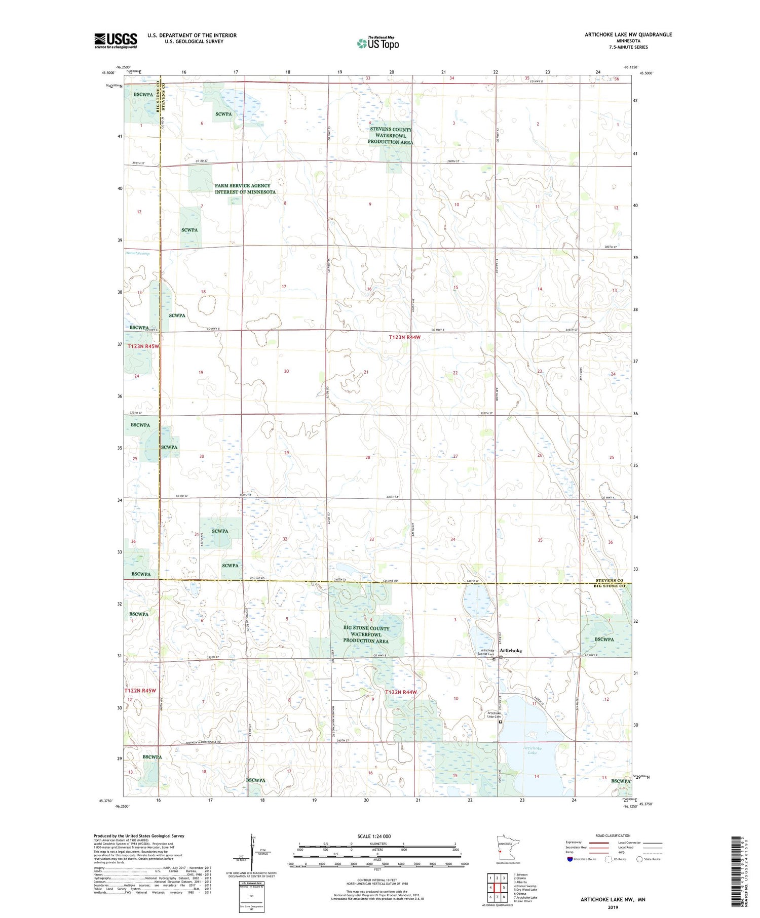 Artichoke Lake NW Minnesota US Topo Map Image