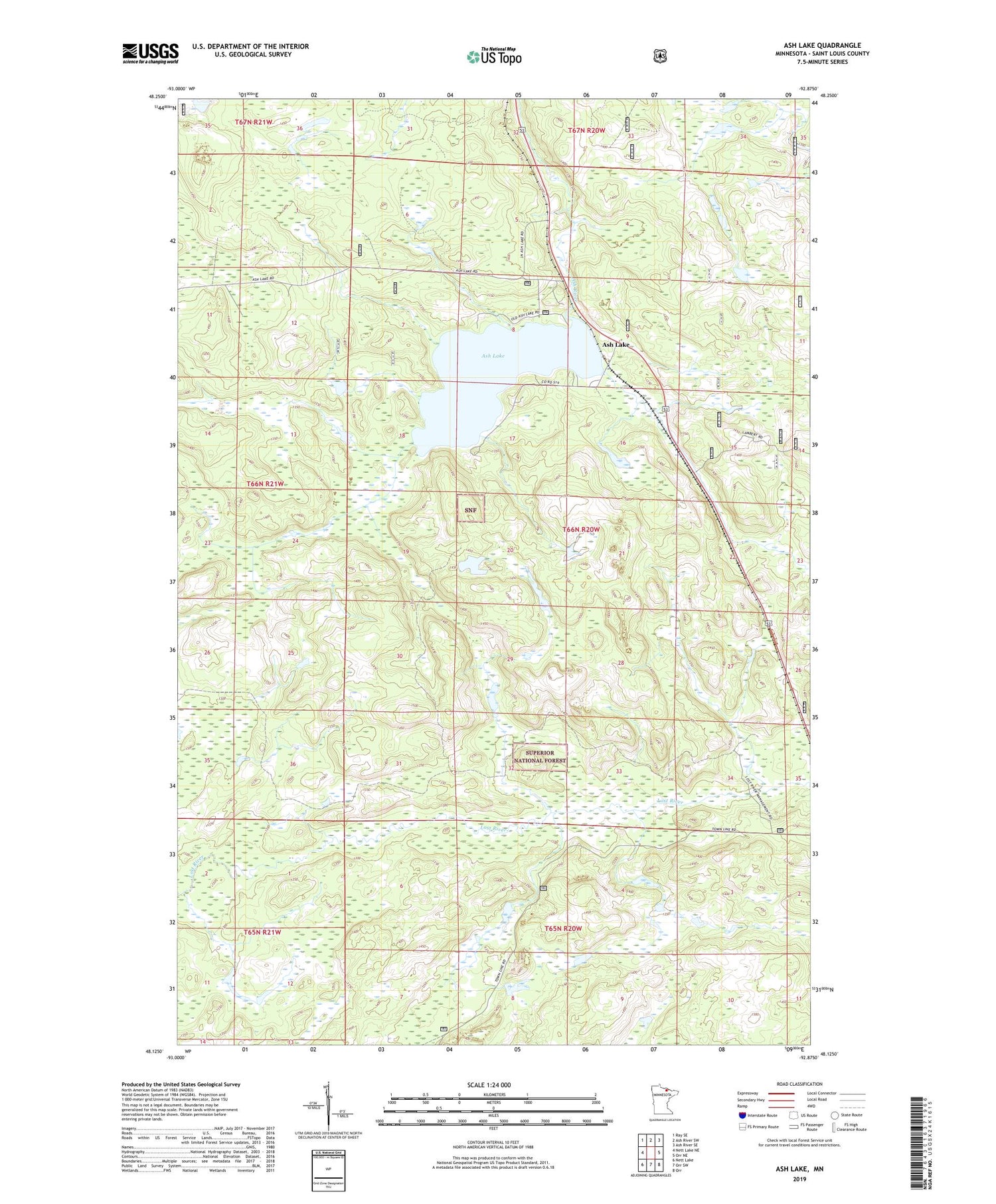Ash Lake Minnesota US Topo Map Image
