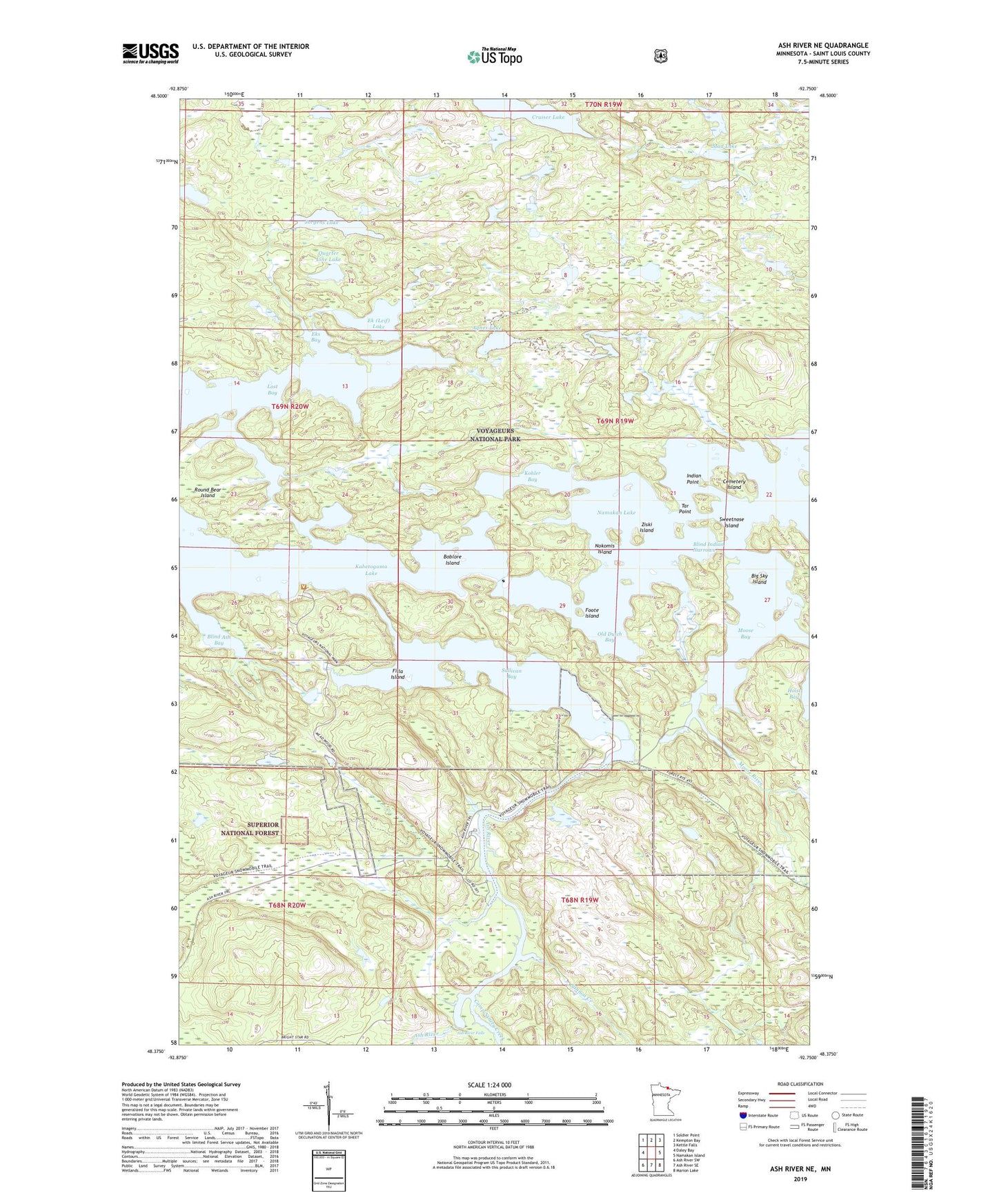 Ash River NE Minnesota US Topo Map Image