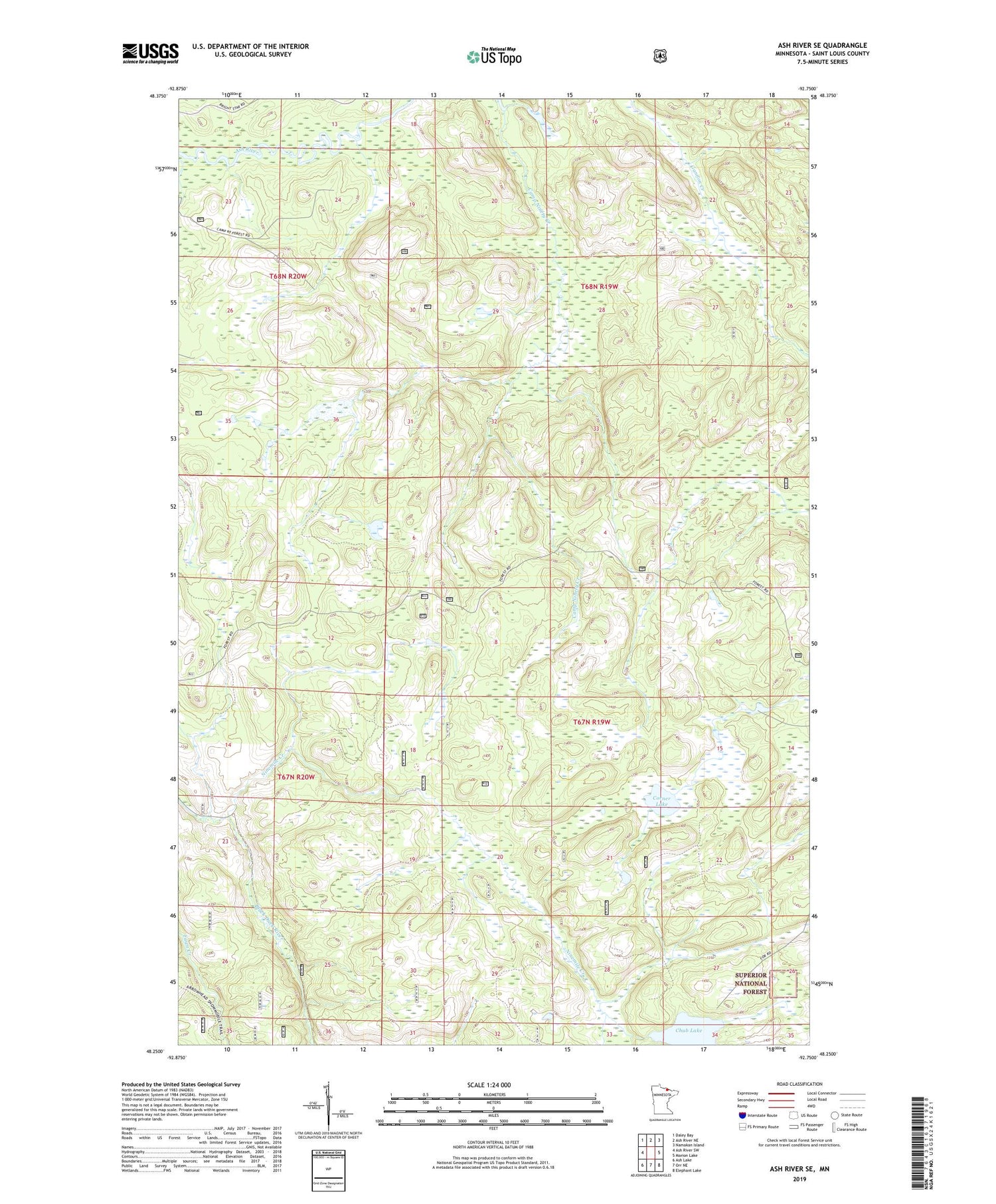 Ash River SE Minnesota US Topo Map Image