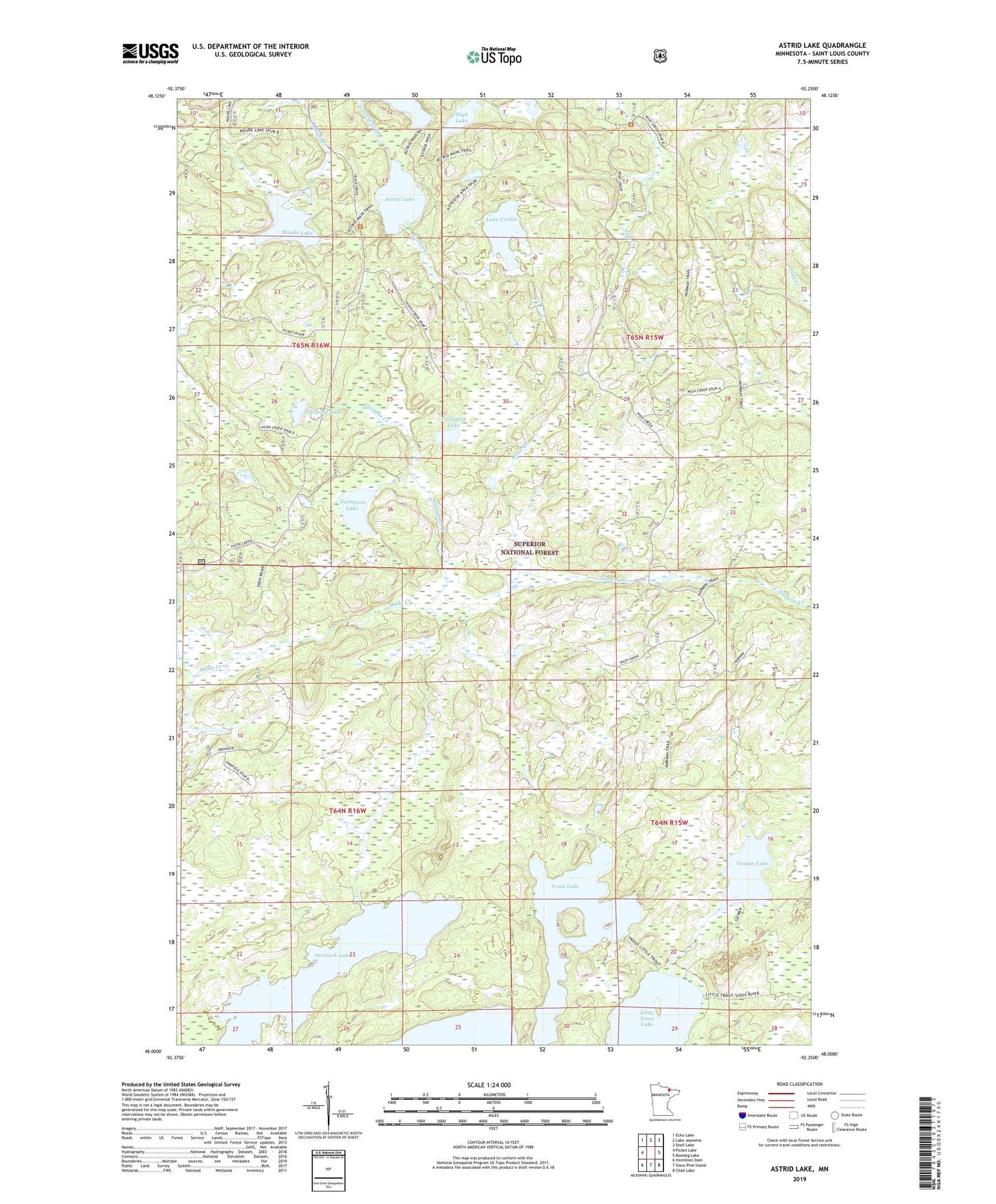 Astrid Lake Minnesota US Topo Map Image