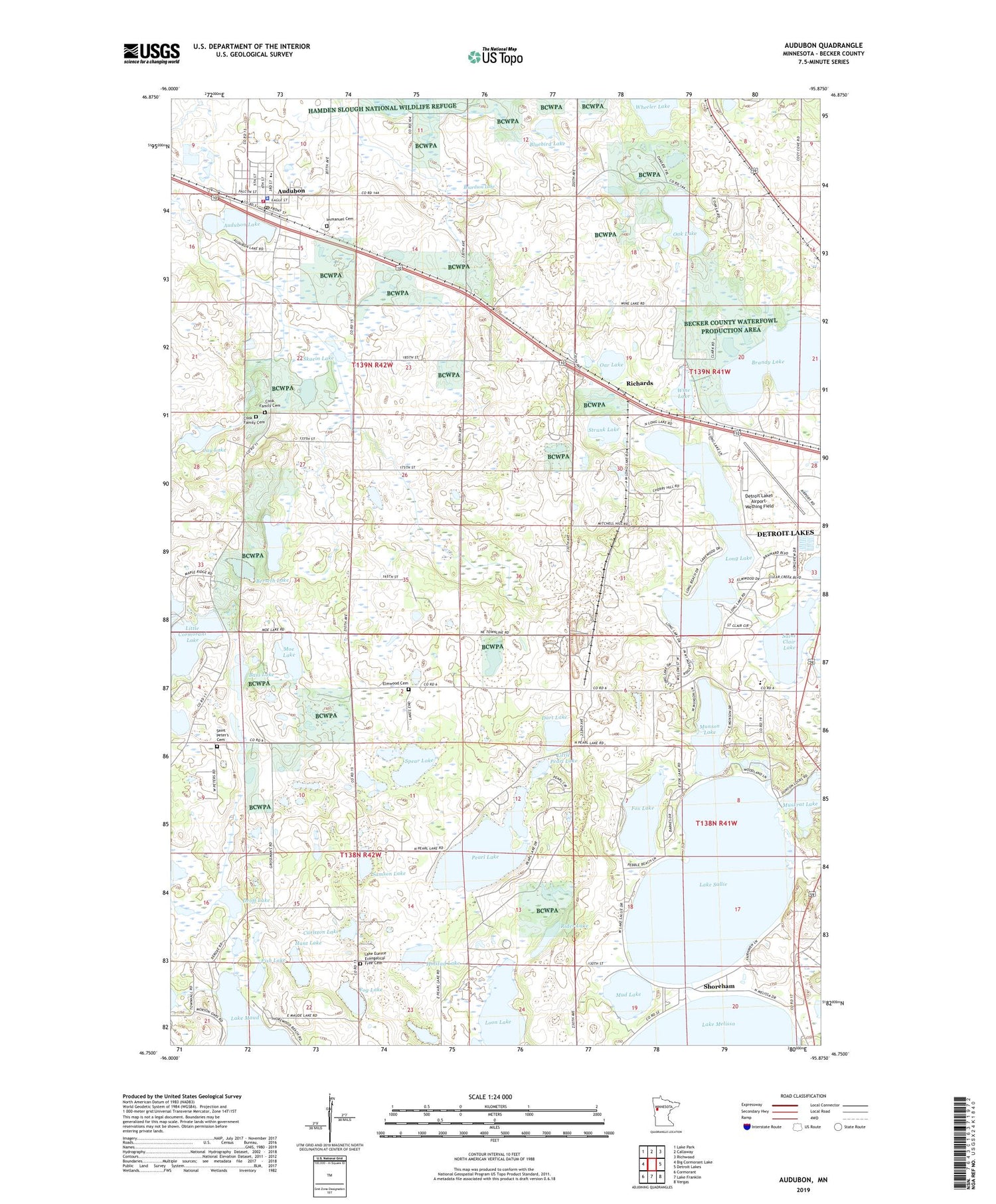 Audubon Minnesota US Topo Map Image