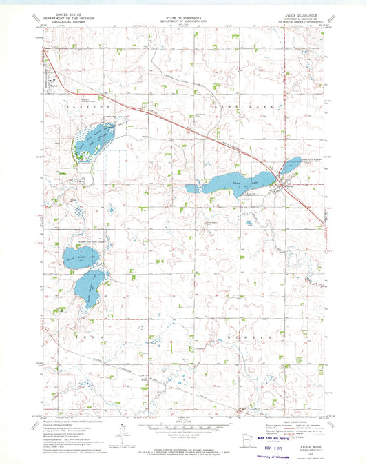 Classic USGS Avoca Minnesota 7.5'x7.5' Topo Map Image