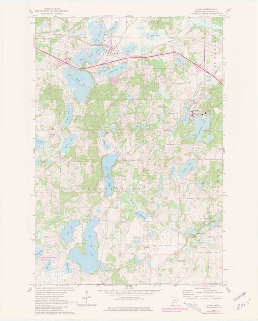 Classic USGS Avon Minnesota 7.5'x7.5' Topo Map Image