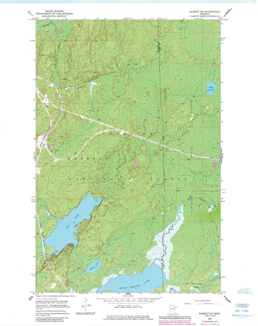 Classic USGS Babbitt SE Minnesota 7.5'x7.5' Topo Map Image