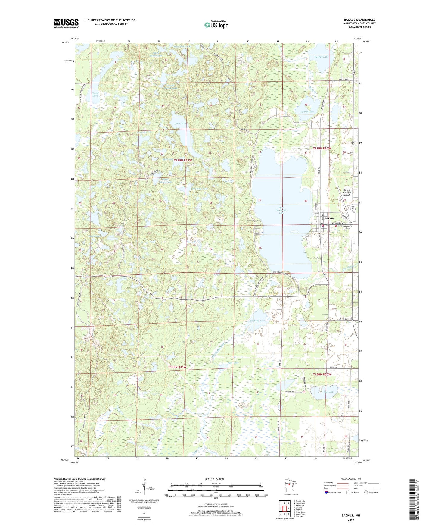 Backus Minnesota US Topo Map Image