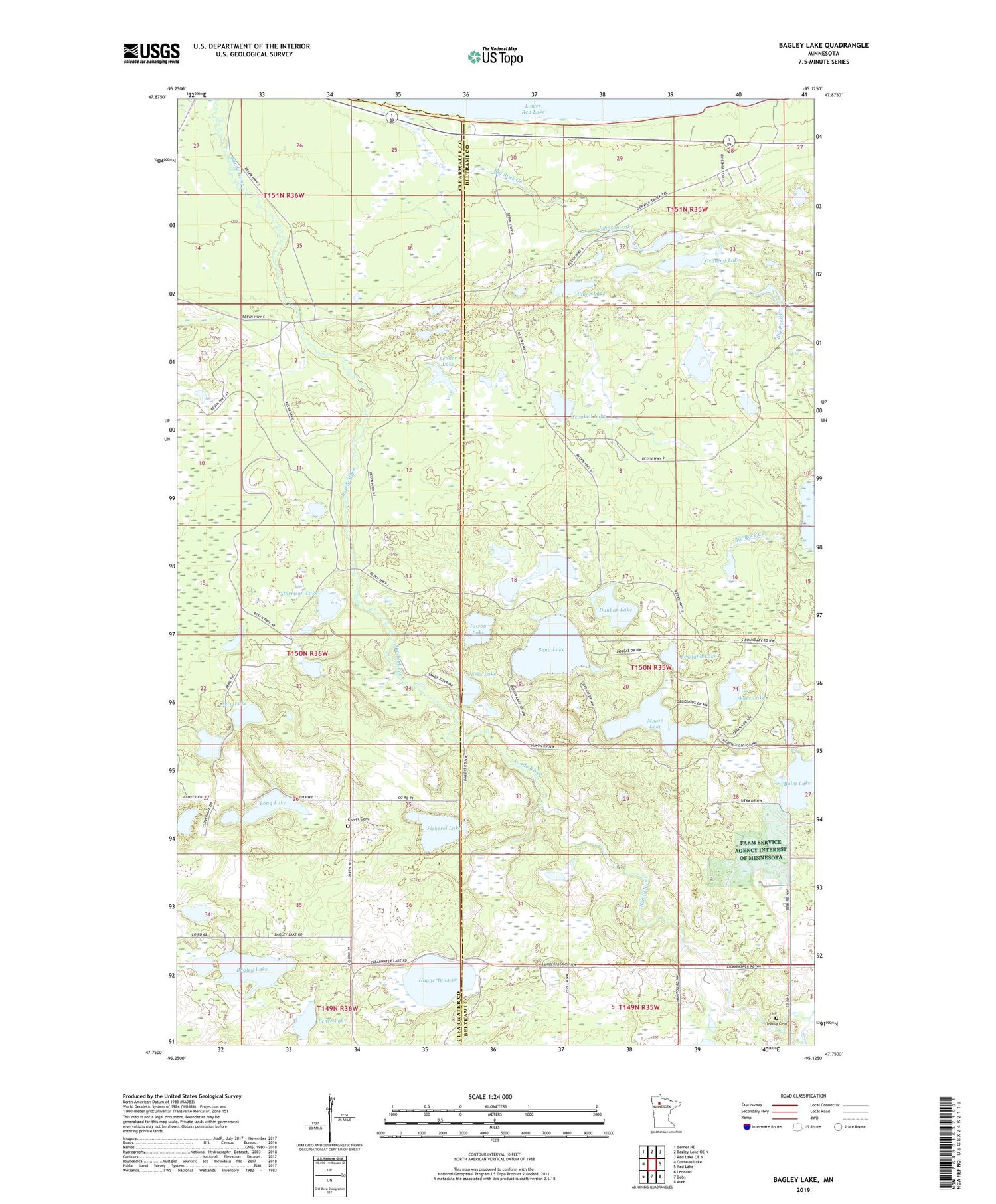 Bagley Lake Minnesota US Topo Map Image
