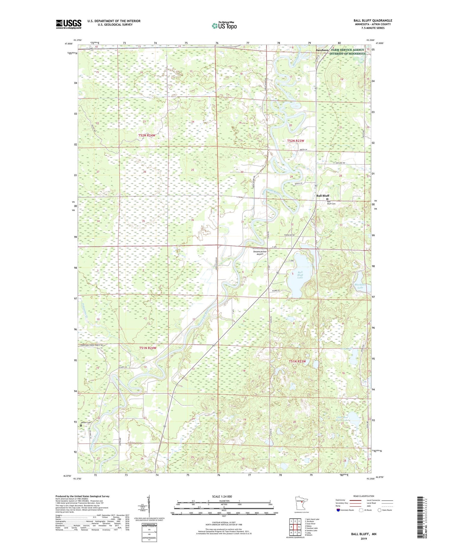 Ball Bluff Minnesota US Topo Map Image