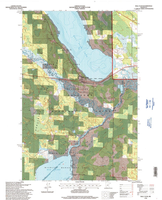 Classic USGS Ball Club Minnesota 7.5'x7.5' Topo Map Image