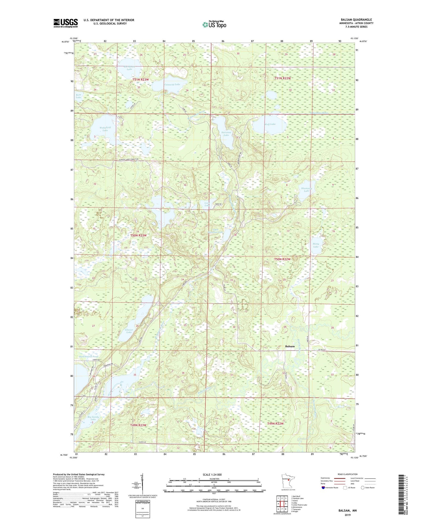 Balsam Minnesota US Topo Map Image