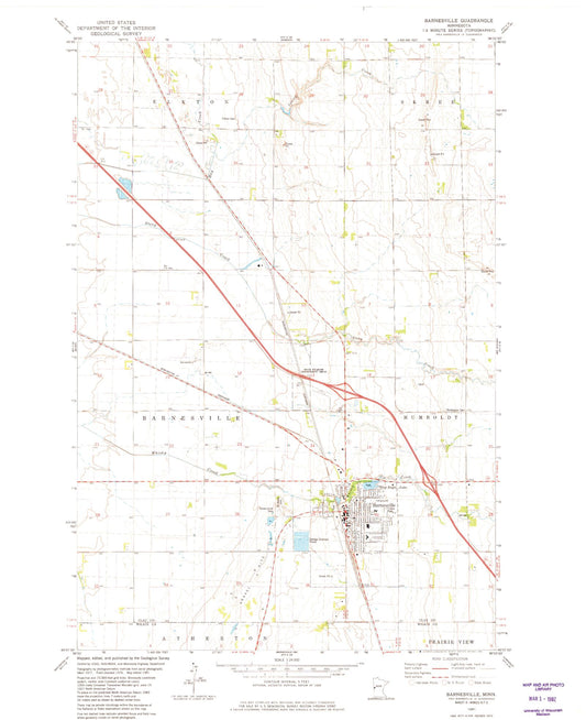 Classic USGS Barnesville Minnesota 7.5'x7.5' Topo Map Image