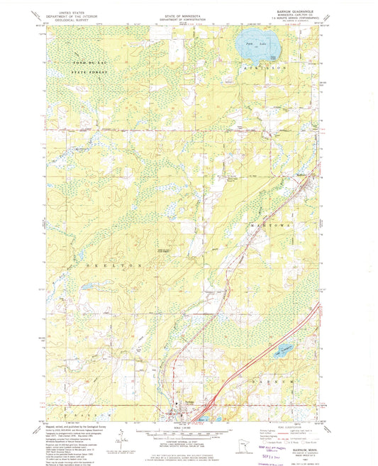 Classic USGS Barnum Minnesota 7.5'x7.5' Topo Map Image