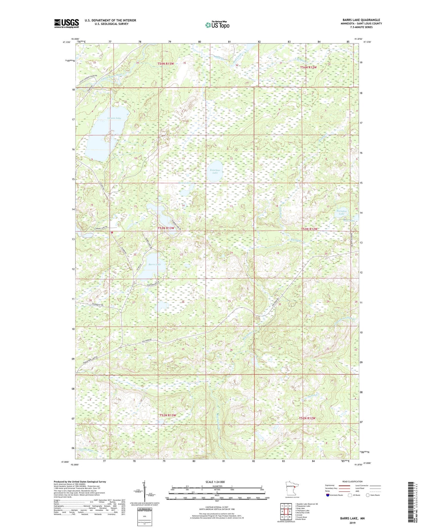 Barrs Lake Minnesota US Topo Map Image