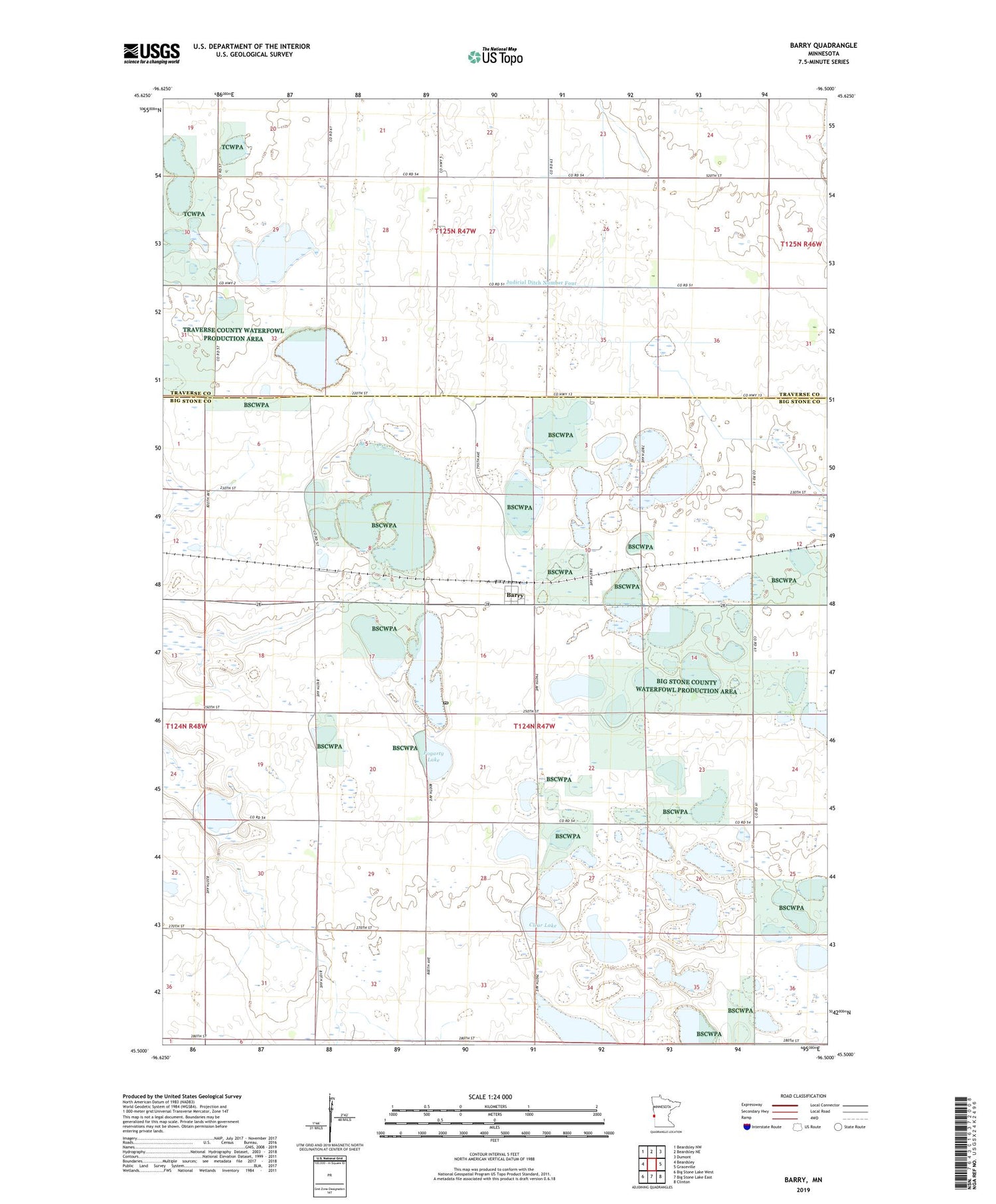 Barry Minnesota US Topo Map Image