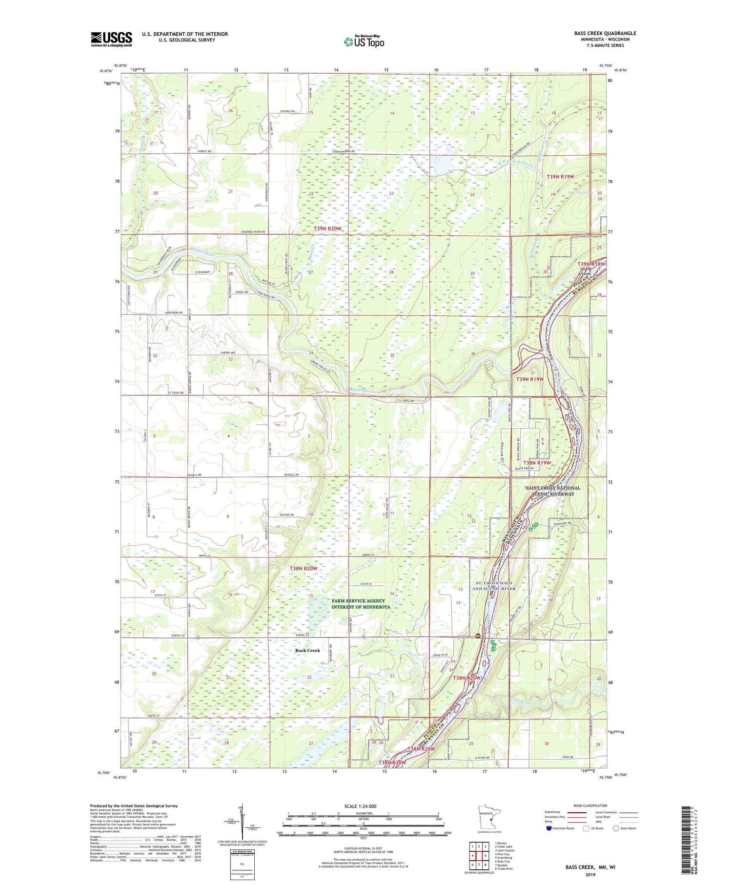 Bass Creek Minnesota US Topo Map Image
