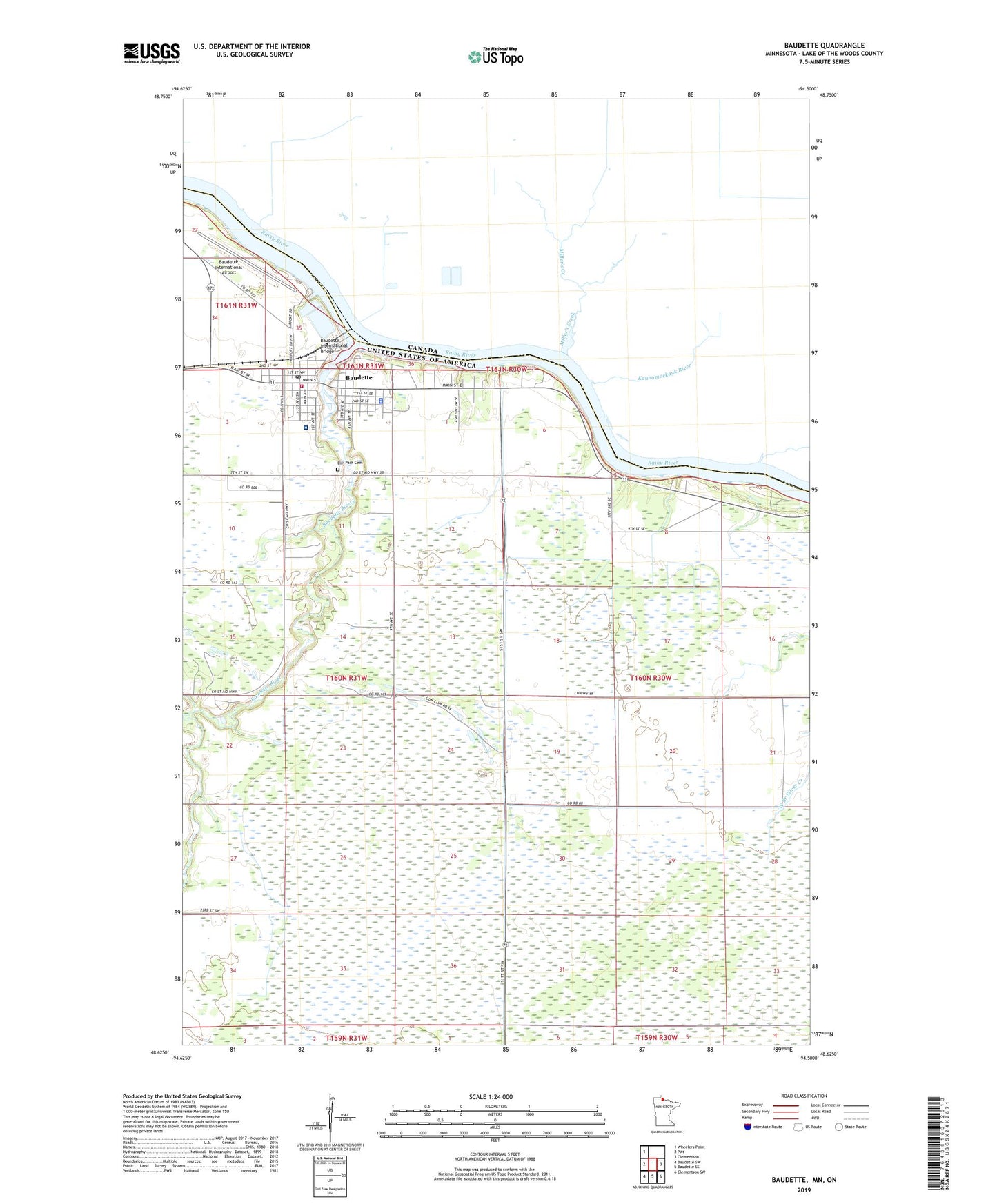 Baudette Minnesota US Topo Map Image
