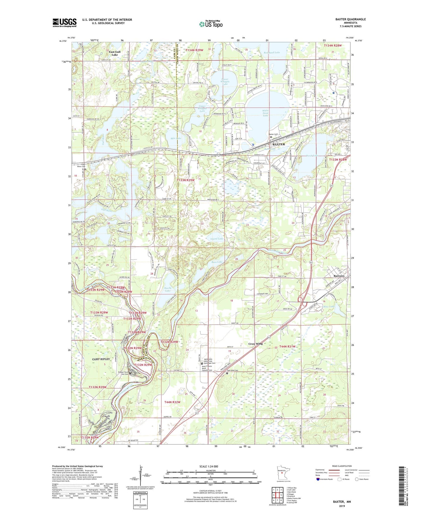 Baxter Minnesota US Topo Map Image