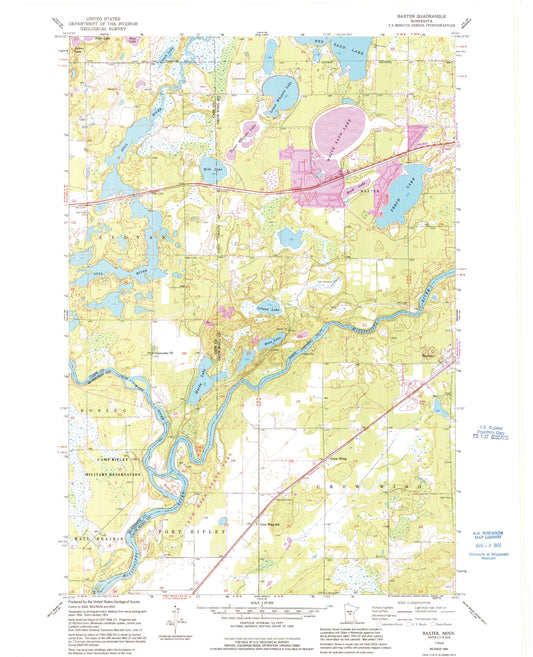 Classic USGS Baxter Minnesota 7.5'x7.5' Topo Map Image