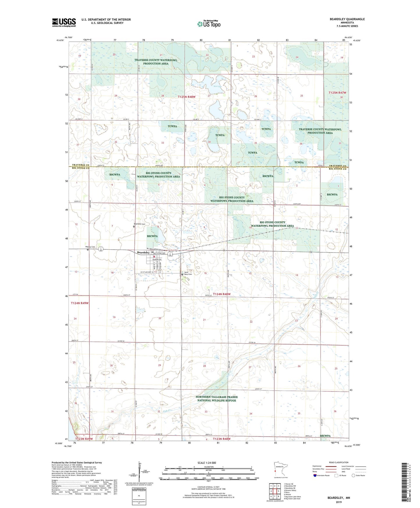 Beardsley Minnesota US Topo Map Image