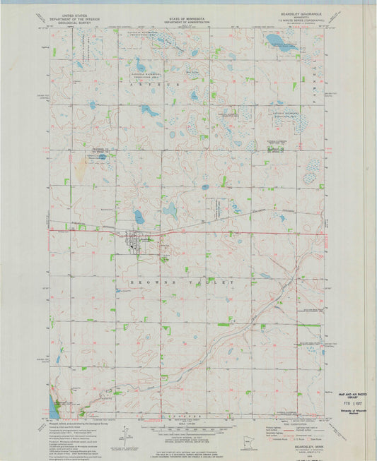 Classic USGS Beardsley Minnesota 7.5'x7.5' Topo Map Image