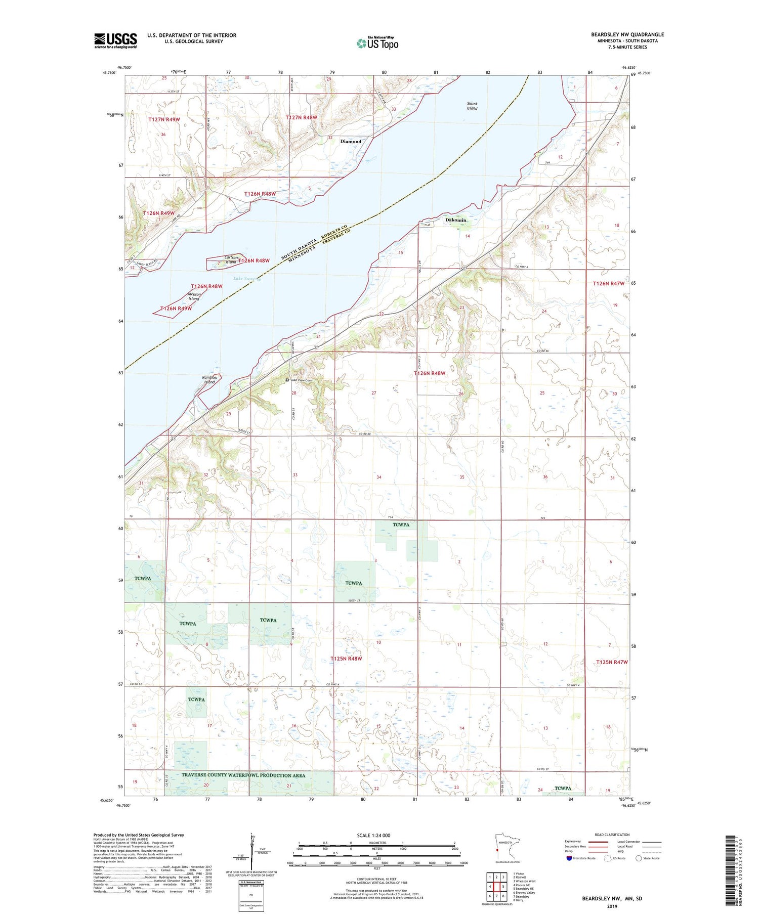 Beardsley NW Minnesota US Topo Map Image