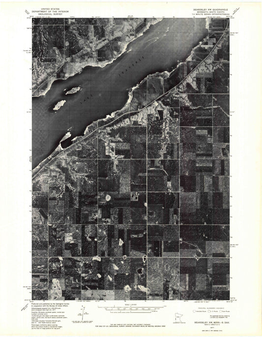 Classic USGS Beardsley NW Minnesota 7.5'x7.5' Topo Map Image
