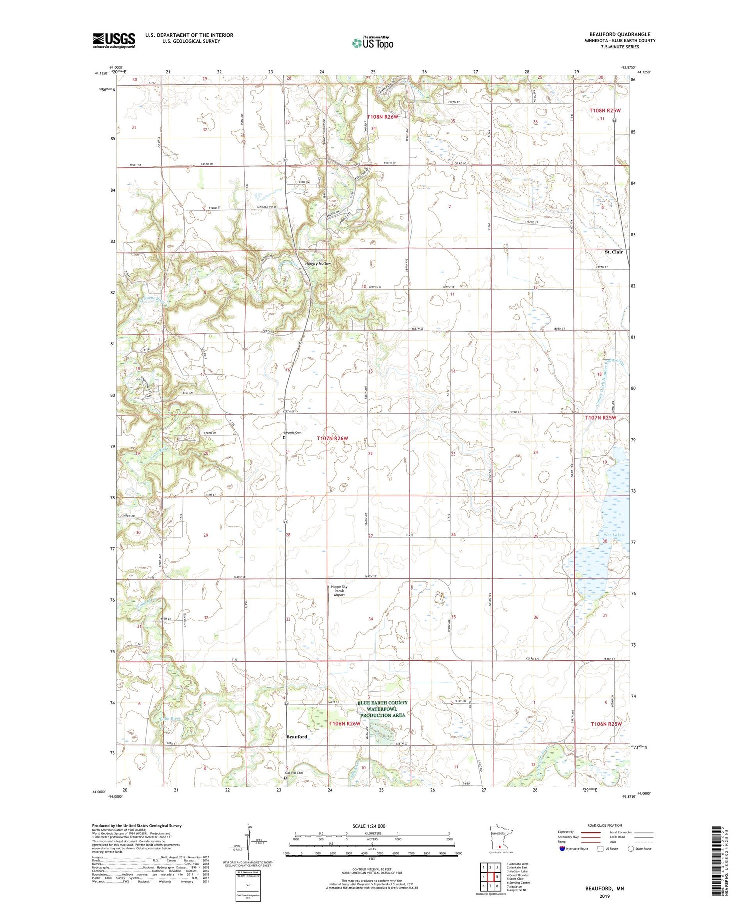 Beauford Minnesota US Topo Map Image