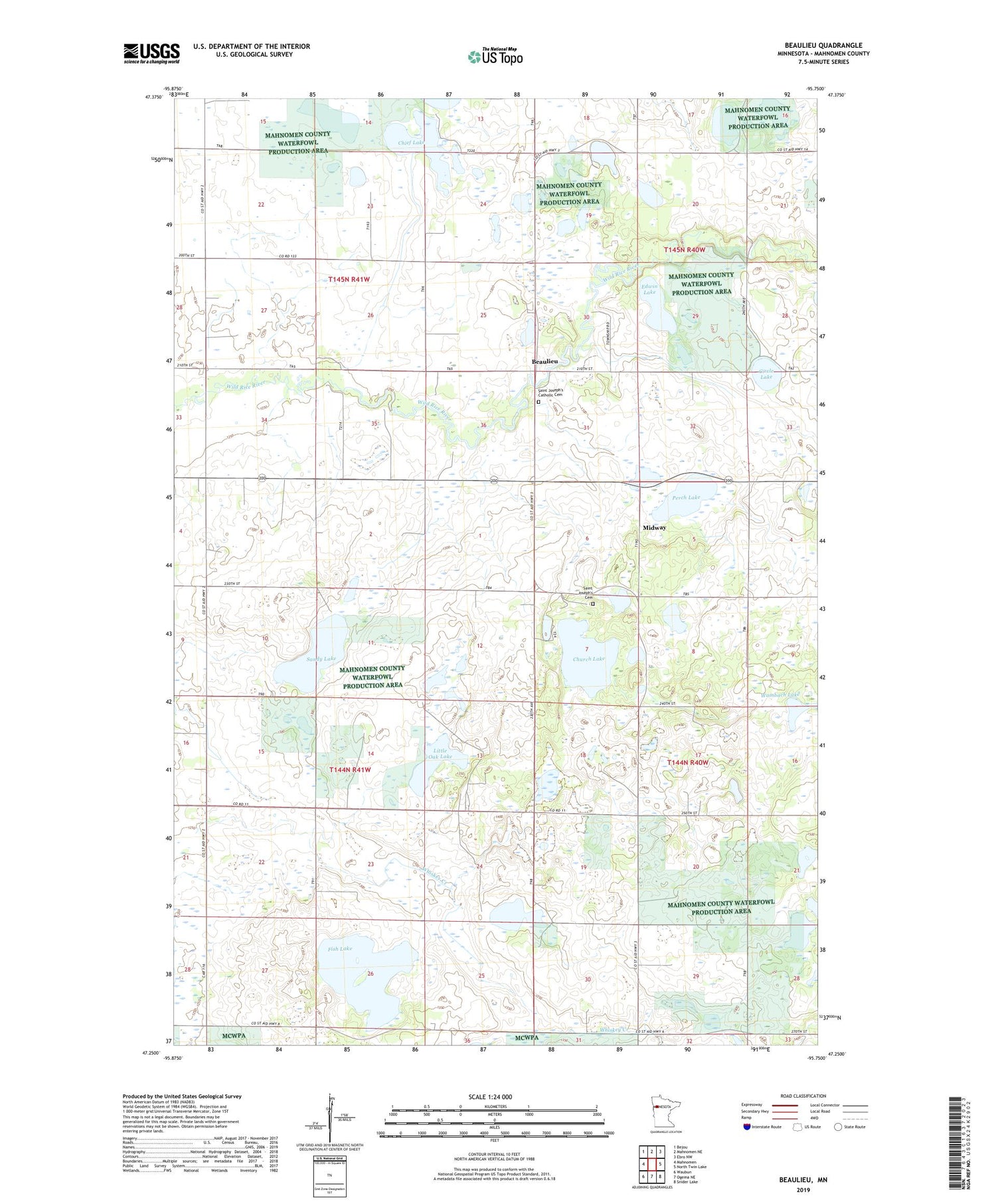 Beaulieu Minnesota US Topo Map Image