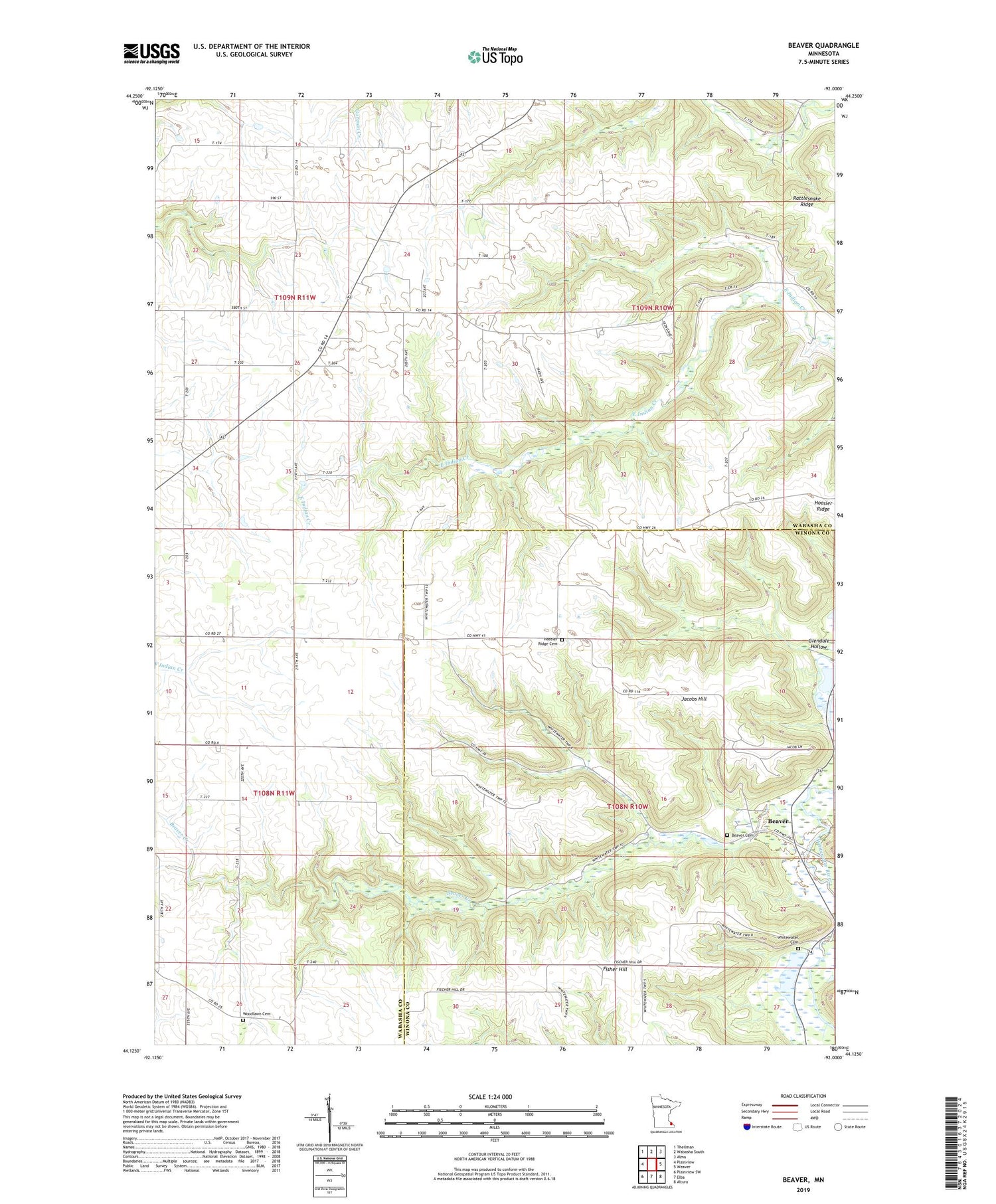 Beaver Minnesota US Topo Map Image