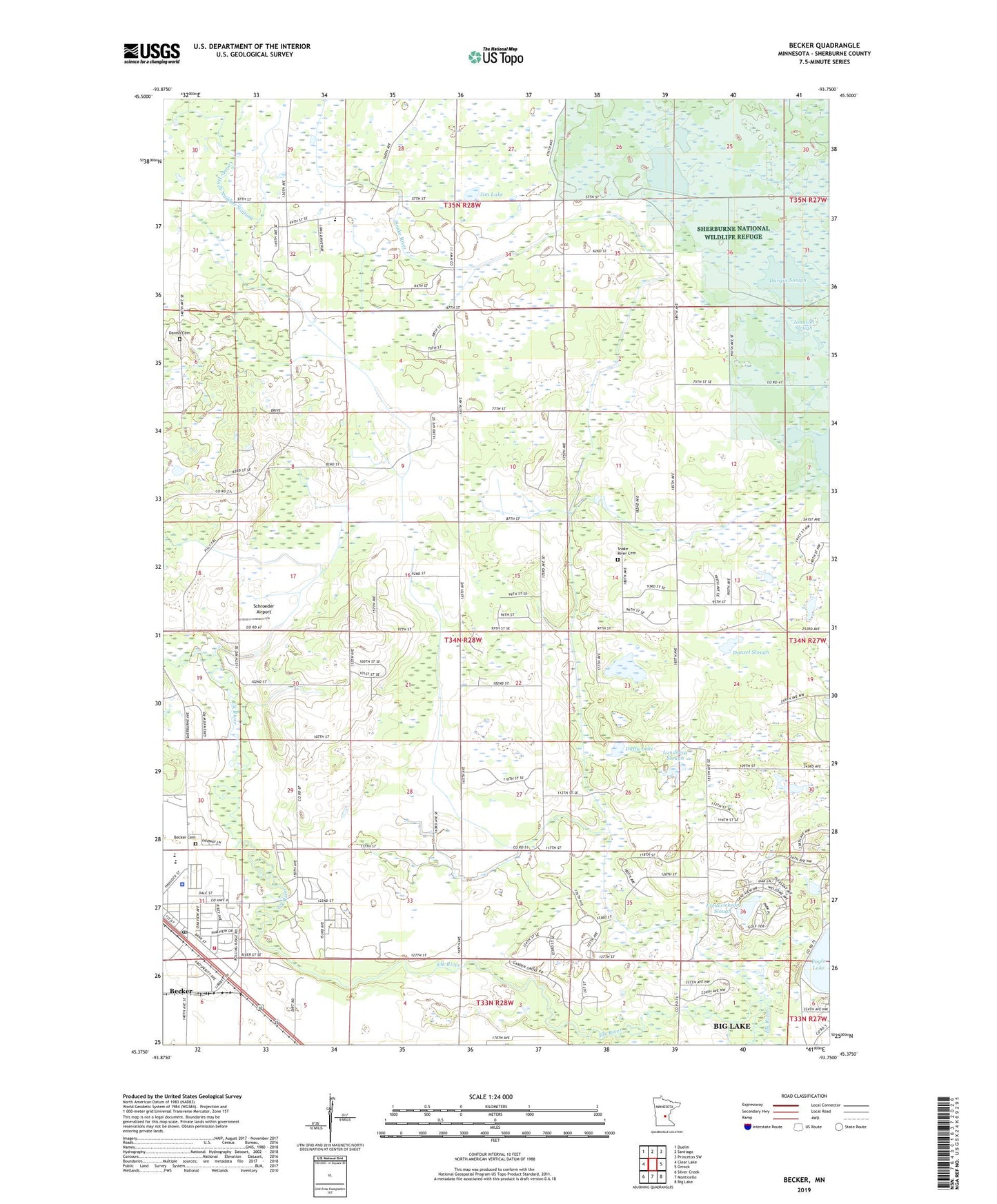 Becker Minnesota US Topo Map Image