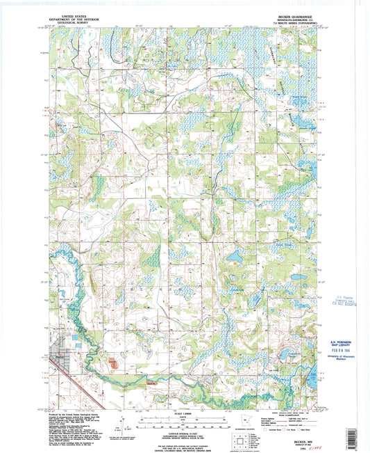 Classic USGS Becker Minnesota 7.5'x7.5' Topo Map Image