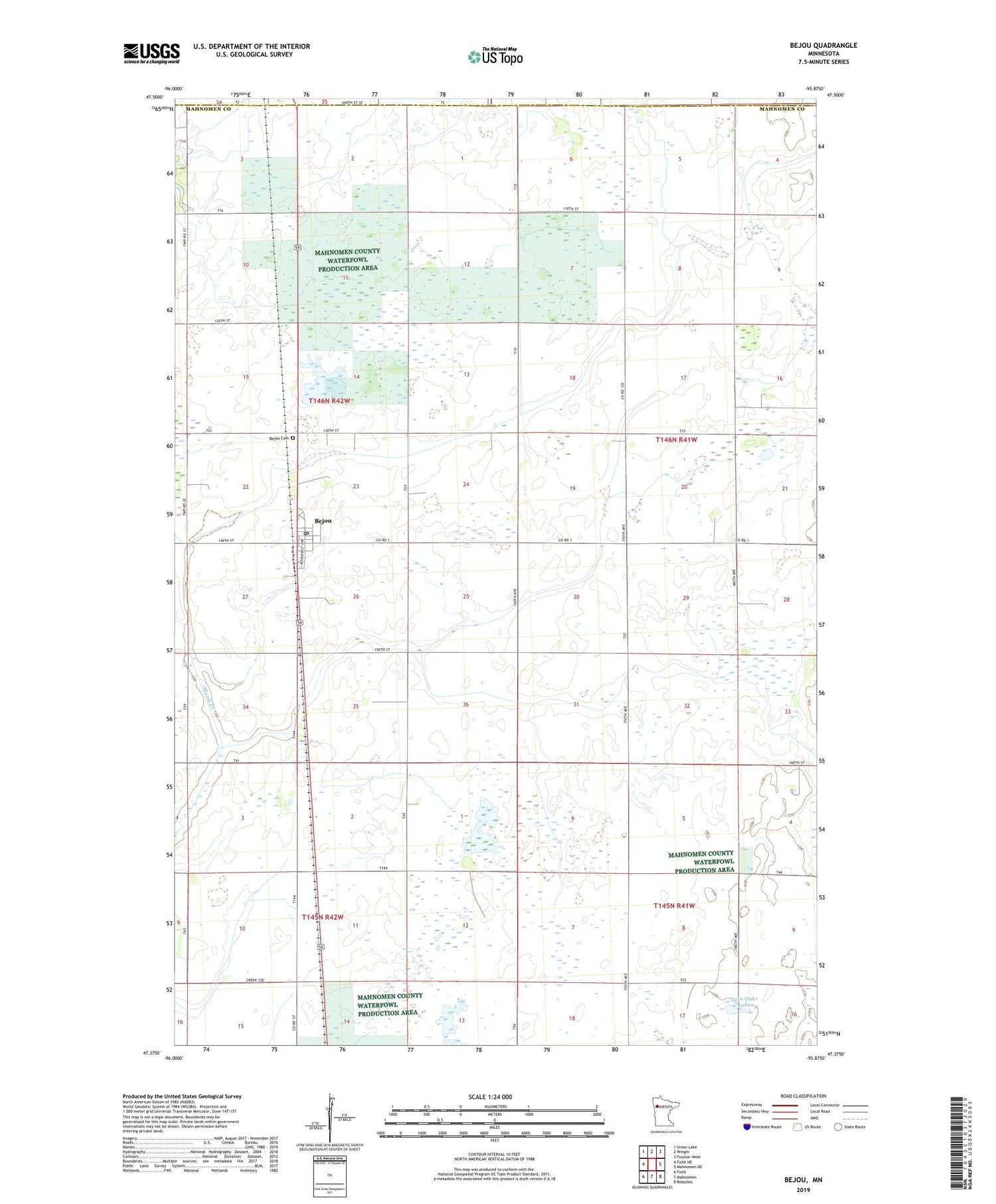 Bejou Minnesota US Topo Map Image