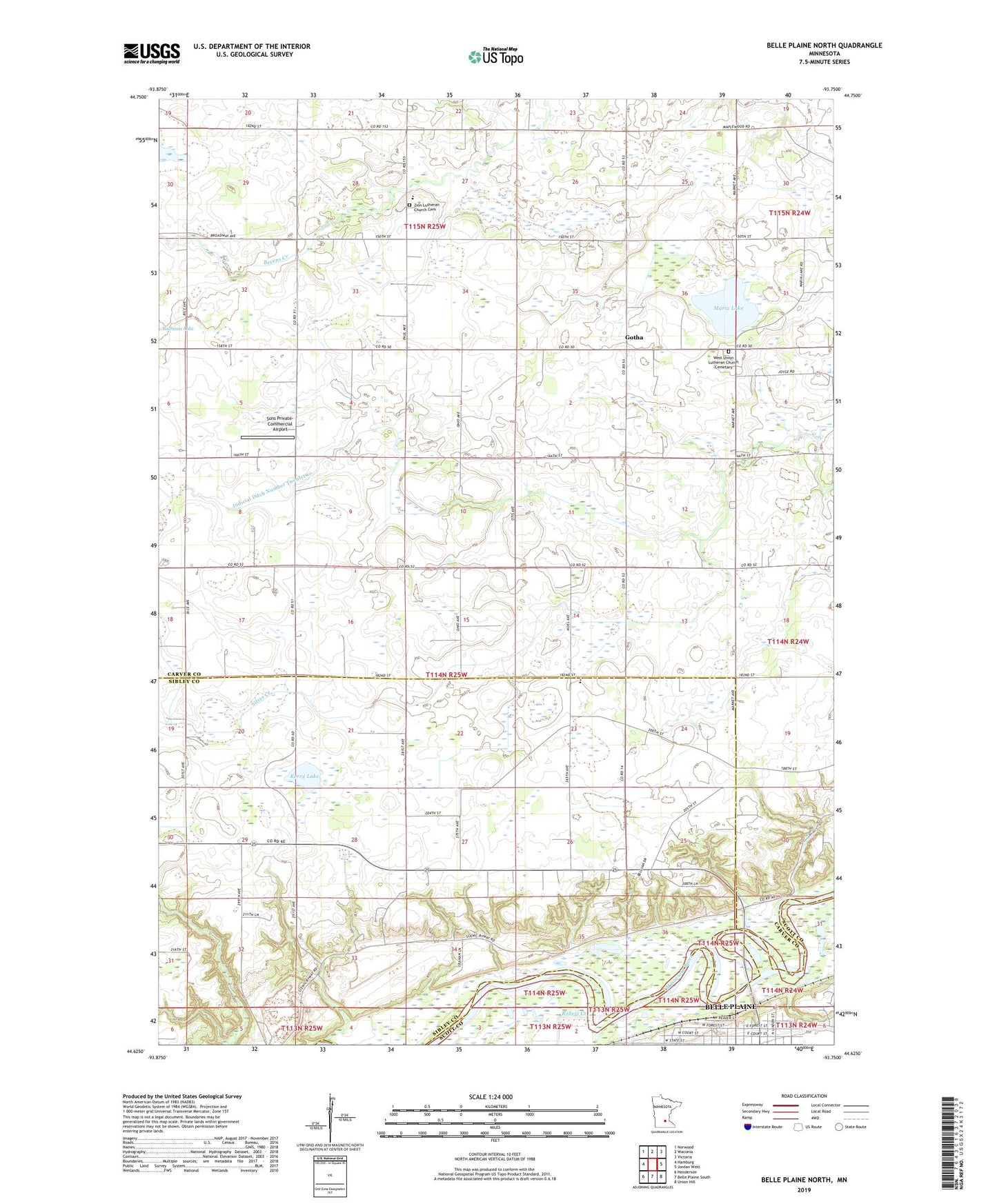 Belle Plaine North Minnesota US Topo Map Image