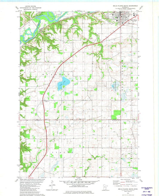 Classic USGS Belle Plaine North Minnesota 7.5'x7.5' Topo Map Image