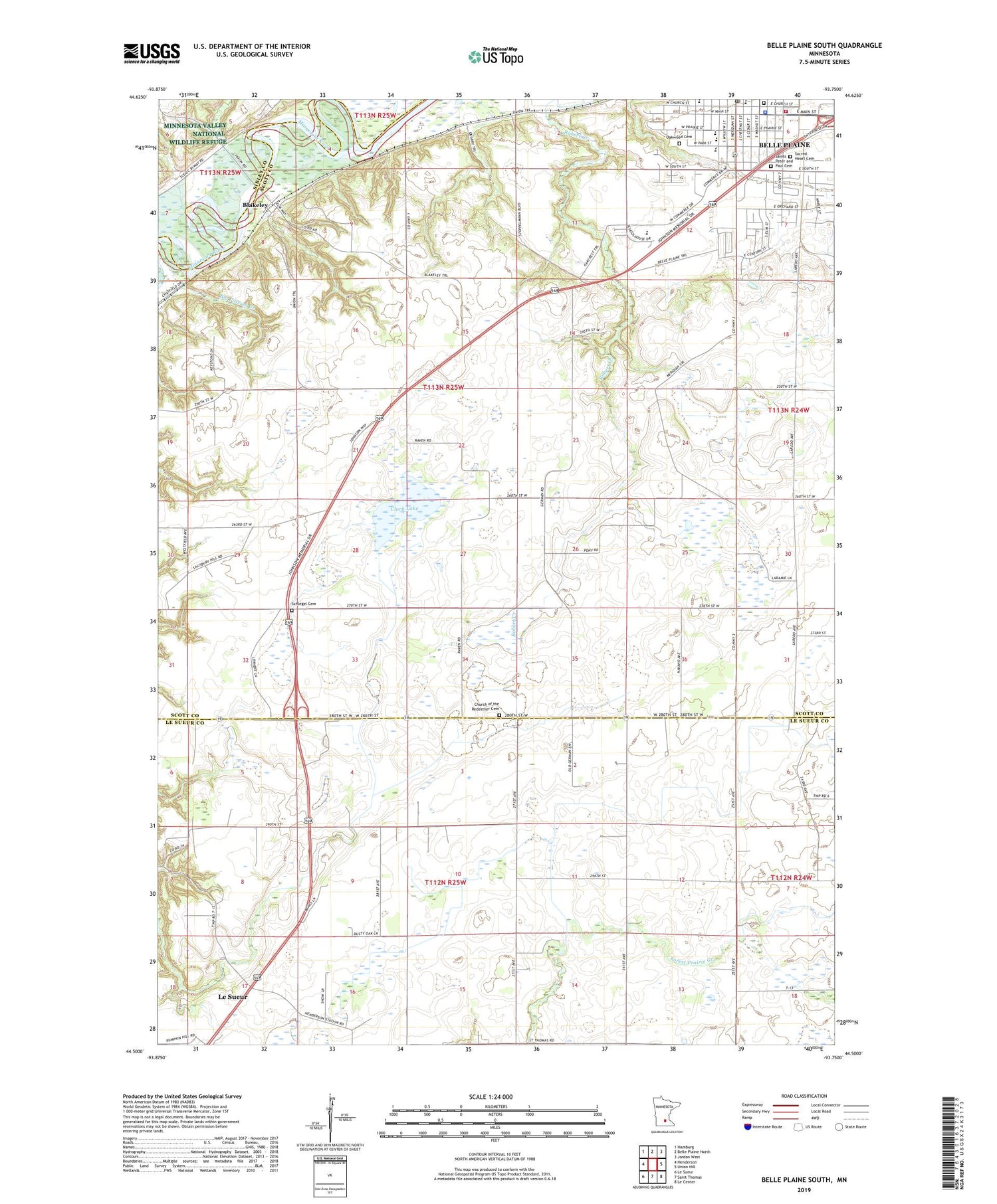 Belle Plaine South Minnesota US Topo Map Image