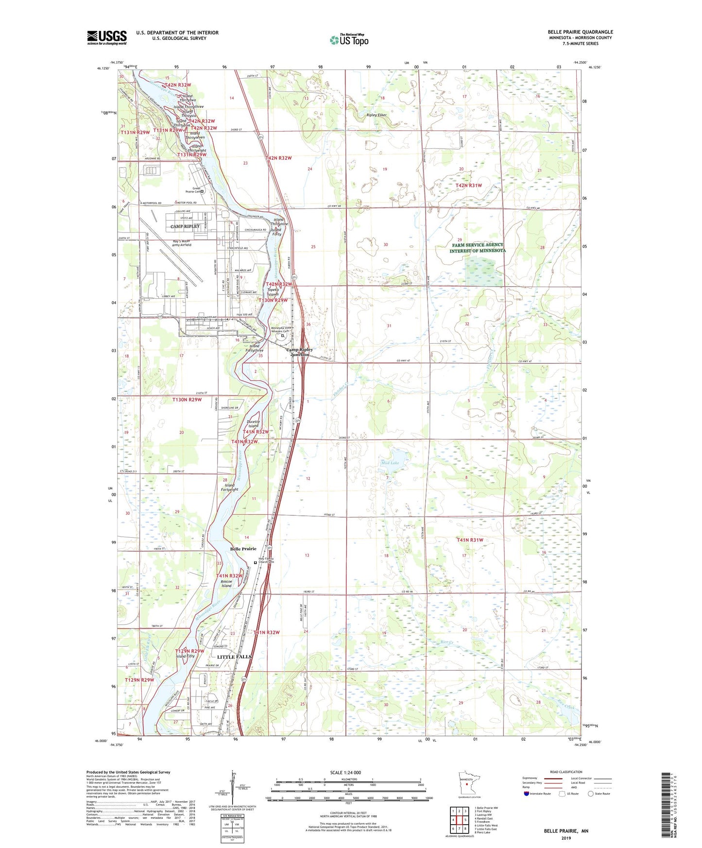 Belle Prairie Minnesota US Topo Map Image
