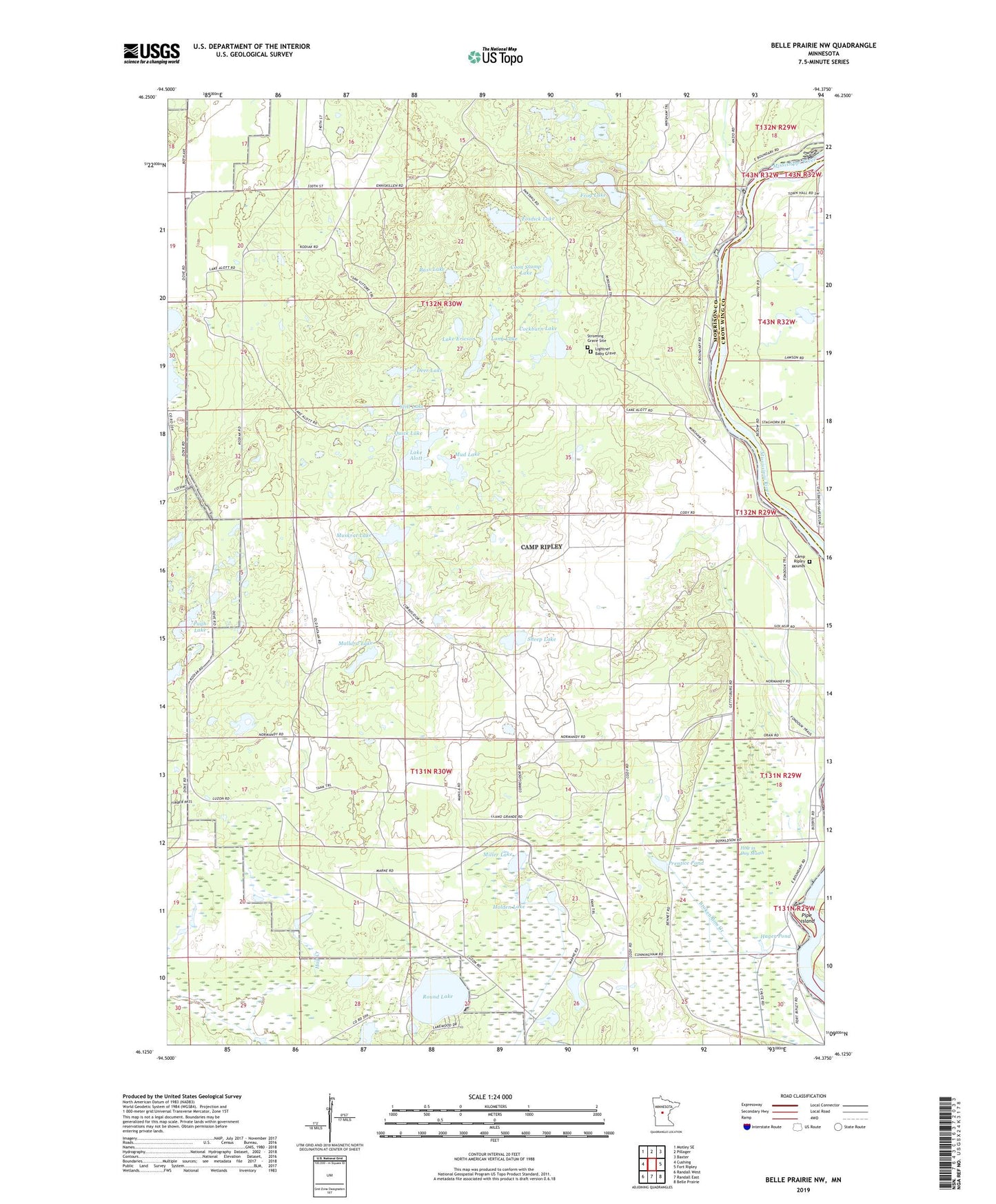 Belle Prairie NW Minnesota US Topo Map Image