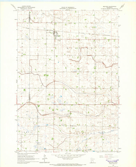 Classic USGS Belview Minnesota 7.5'x7.5' Topo Map Image