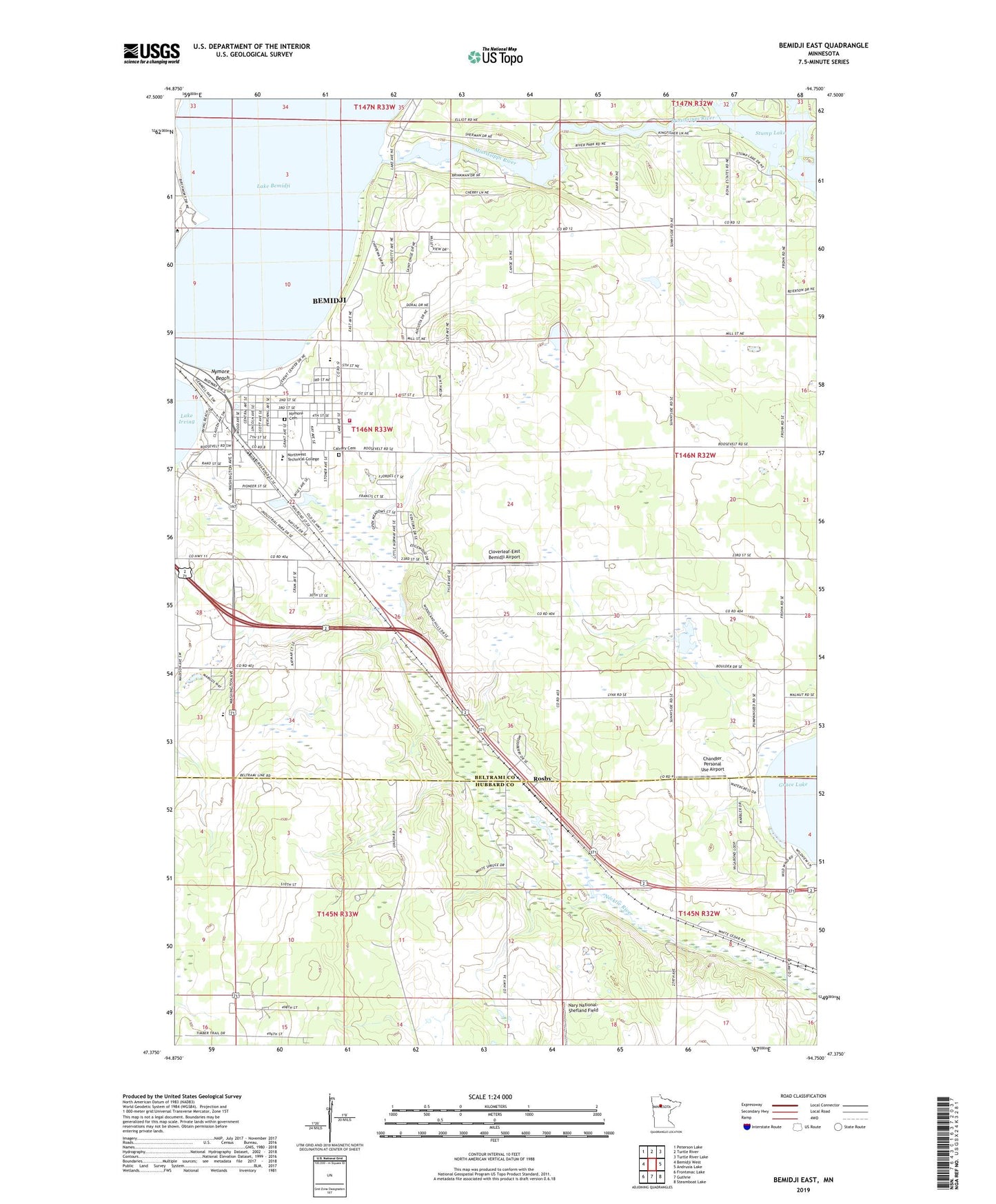 Bemidji East Minnesota US Topo Map Image